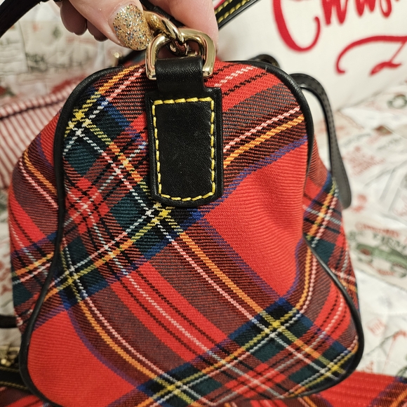 Dooney & Bourke Tartan Wool Red Plaid Satchel Set - Picture 4 of 16